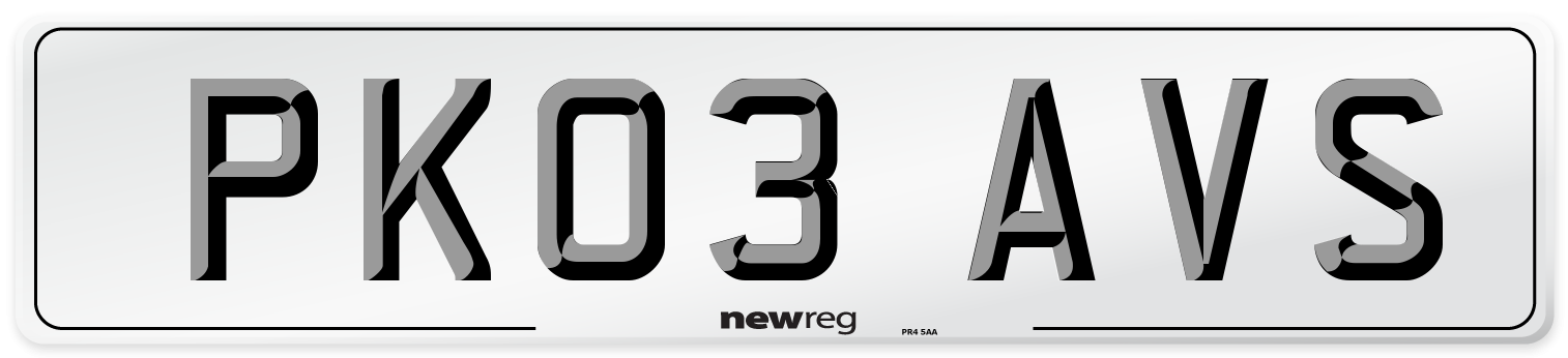 PK03 AVS Number Plate from New Reg